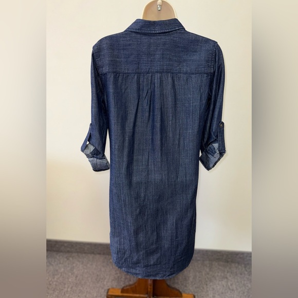 Banana Republic (0) Blue Button Up ¾ Sleeve Midi Dress - Picture 4 of 6